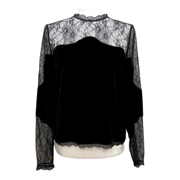 Joie Tops - Joie Cassina Velvet & Lace Keyhole Blouse XS